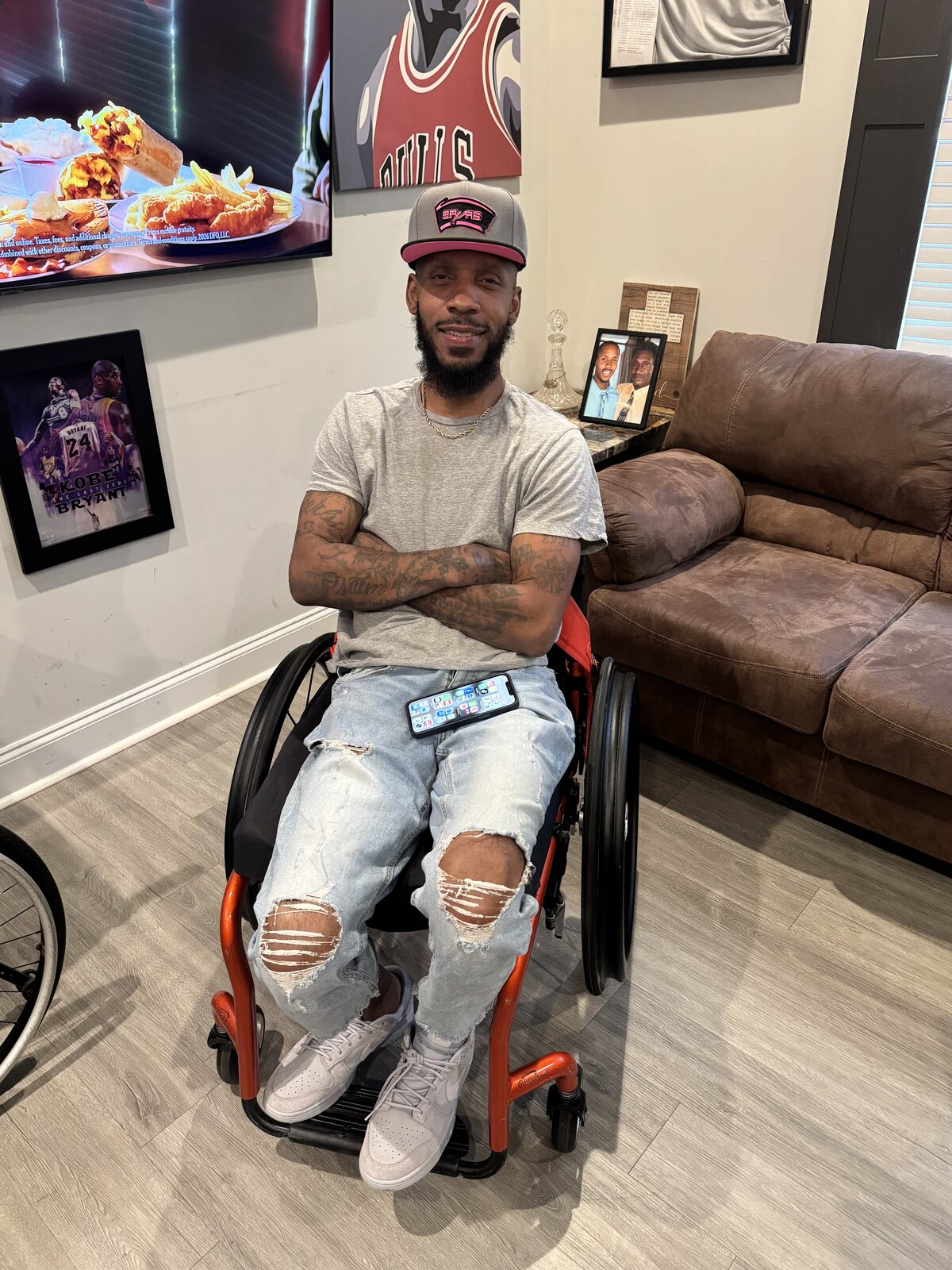 Dedrick Craft seated in his wheelchair
